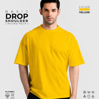 Basic Drop Shoulder Round Neck T-Shirt – Yellow