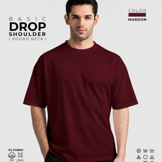 Basic Drop Shoulder Round Neck – Maroon
