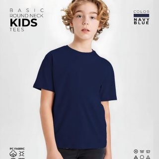 Navy Blue Kids Round Neck T-Shirt