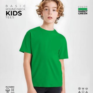 Parrot Green Kids Round Neck T-Shirt
