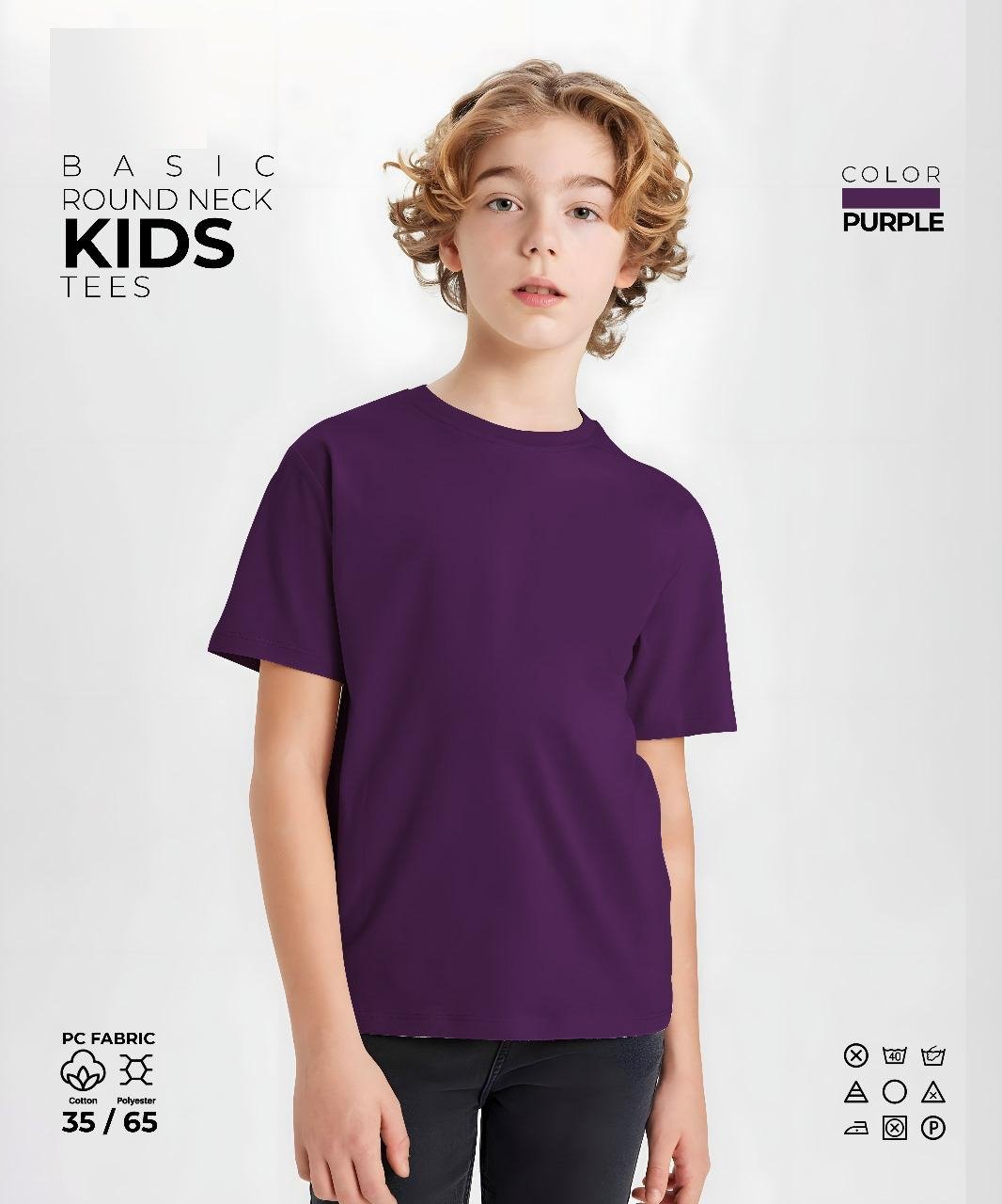 Purple Kids Round Neck T-Shirt