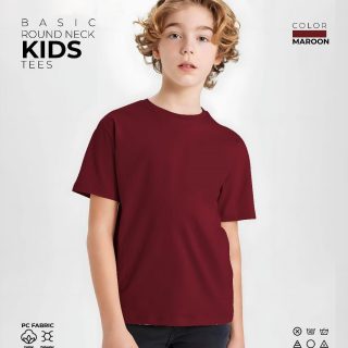 Maroon Kids Round Neck T-Shirt