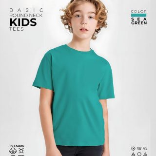 Sea Green Kids Round Neck T-Shirt