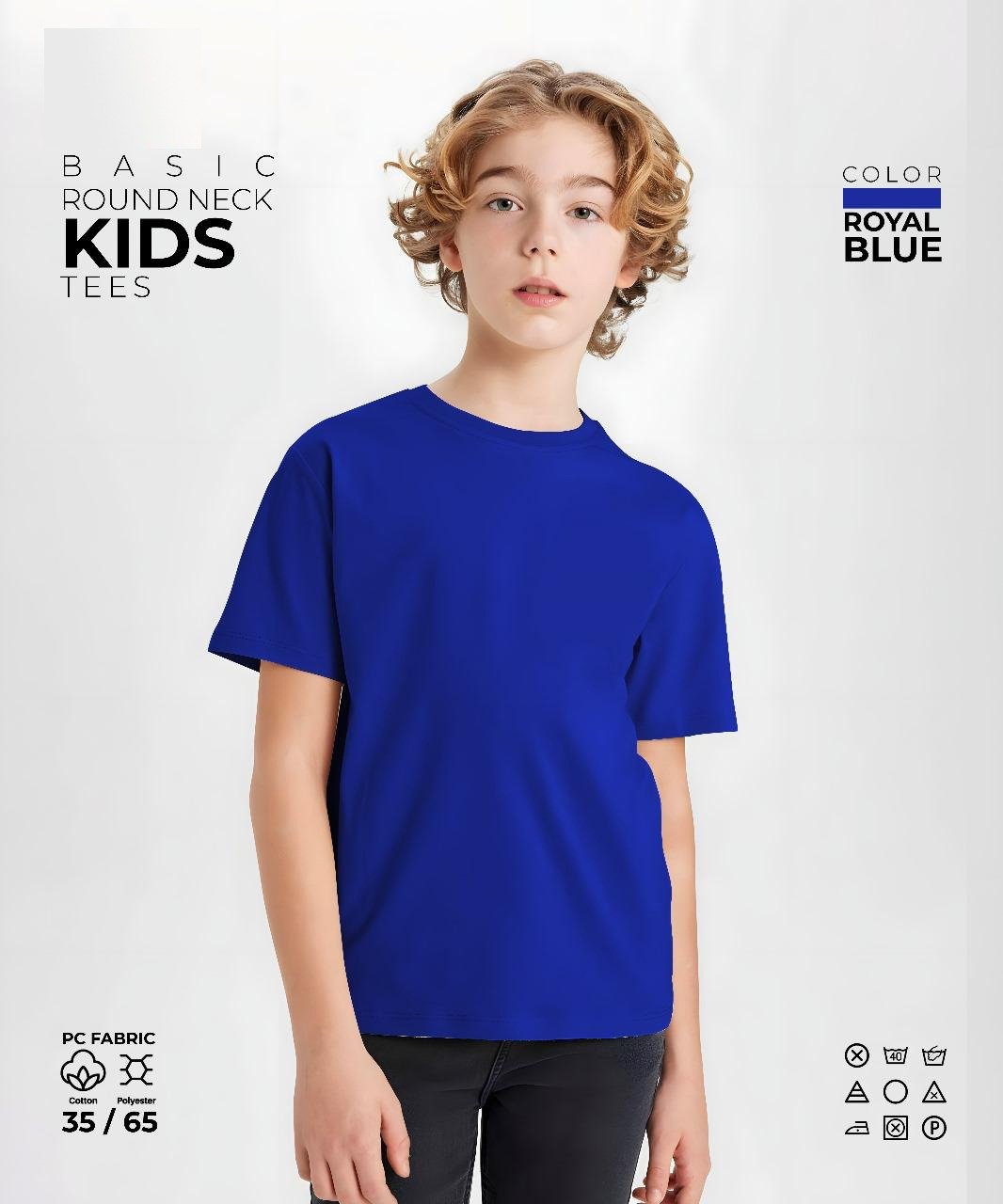 Royal Blue Kids Round Neck T-Shirt