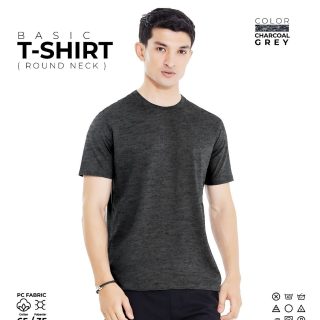 Basic Charcoal Grey Round Neck T-Shirt