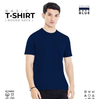 Basic Navy Blue Round Neck T-Shirt