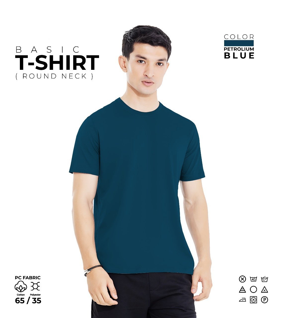 Basic Round Neck T-Shirt – Petroleum Blue