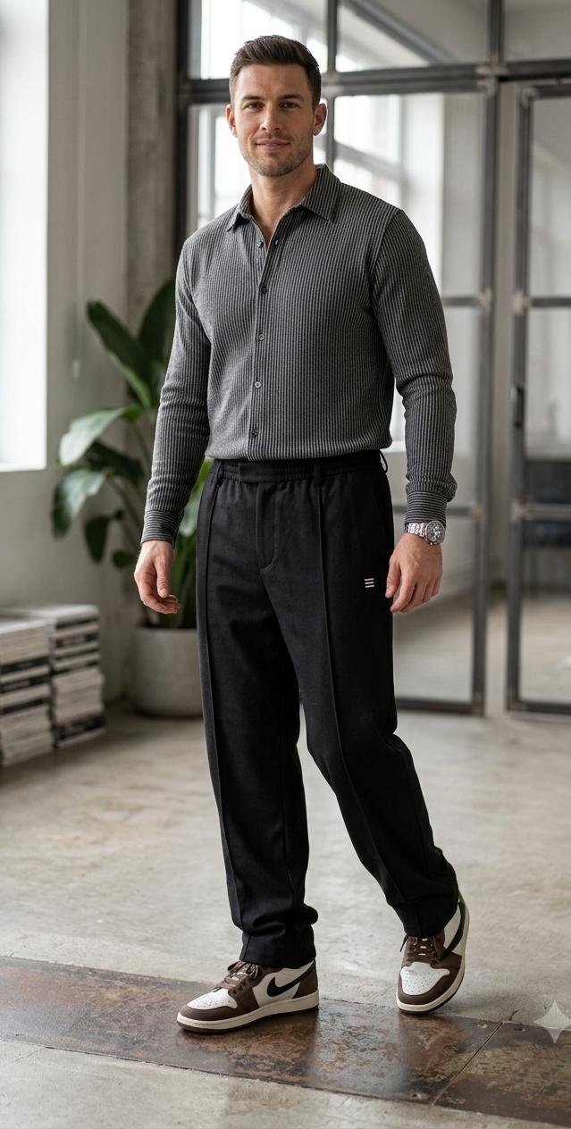 Men’s Loose Bottom Pintex Trousers