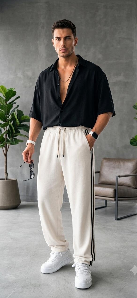 Men’s Loose Bottom Pintex Trousers